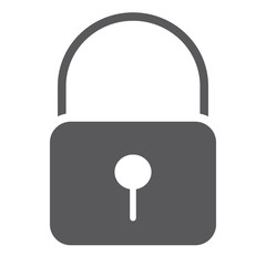 Lock glyph icon, security and padlock, door lock sign, vector graphics, a solid pattern on a white background.
