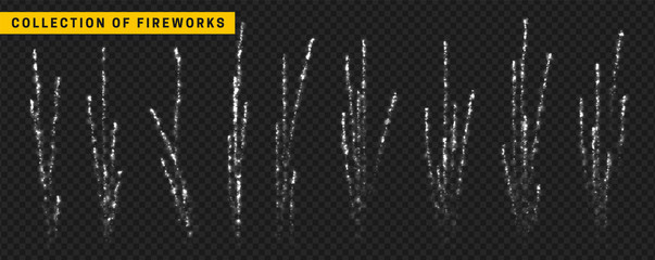 White light effect. Fireworks isolated on transparent background.