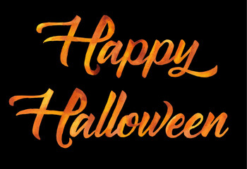 Watercolor handwritten gradient orange text Happy Halloween