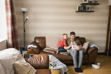 Father and His Sons Spending Time Together