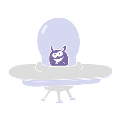 flat color illustration of a cartoon spaceship