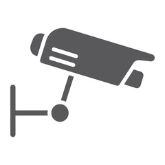 Surveillance camera glyph icon, guard and digital, cctv sign, vector graphics, a solid pattern on a white background.