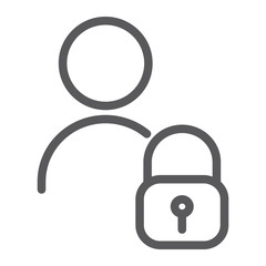 User unlocked line icon, privacy and safety, profile sign, vector graphics, a linear pattern on a white background.