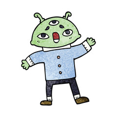 cartoon doodle alien space man
