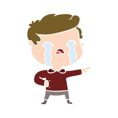 flat color style cartoon man crying
