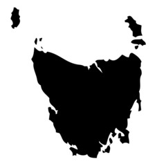Black map country of Tasmania, Australia