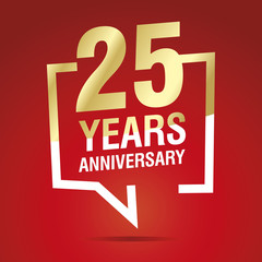 Fototapeta na wymiar 25 Years Anniversary celebrating gold white red logo icon
