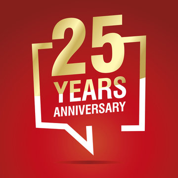 25 Years Anniversary celebrating gold white red logo icon