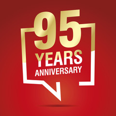 95 Years Anniversary celebrating gold white red logo icon