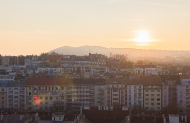Budapest buildings contra sun light
