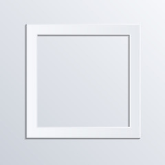 Fototapeta premium White frame on white background. White paper cut background. Abstract modern 3d origami paper art style