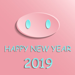 Abstract Christmas background 2019. Year of the pig. Vibrant pink and blue paper cut background. Abstract modern 3d origami paper art style