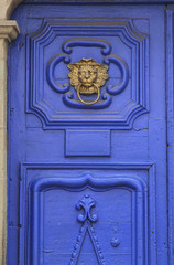 architecture detail of colonial home door in historical area Cuzco Peru