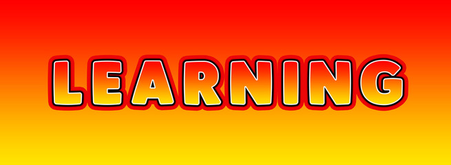 Learning - gaming text written on orange yellow background