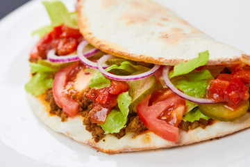 sandwich wrap with meat and vegetables