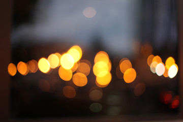 Abstract city light blur blinking background. Soft focus.
