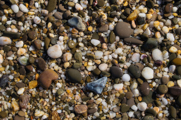 Background texture of wet beautiful sea stones