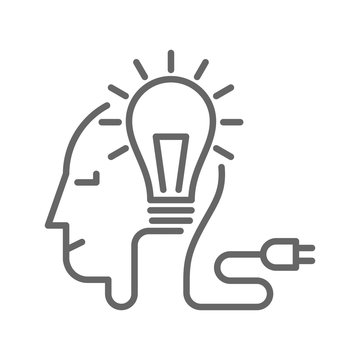 recommend clip art: Light bulb and plug on human head