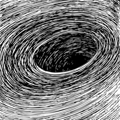 Hand drawn black hole. Sketch of swirl.