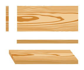 Set of wood logs for forestry and lumber industry. Illustration of trunks, stump and planks.