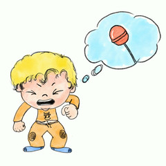 crying child for candy