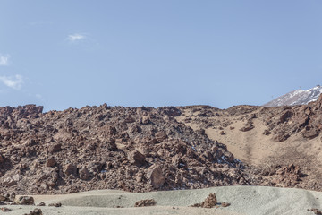 Fototapeta na wymiar View similar to a lunar landscape in the Teide National Park, Tenerife Island, Canary Islands