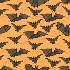 Halloween Bats Seamless Pattern