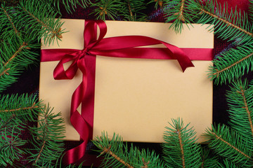 Fototapeta na wymiar Beautiful gift box under the christmas tree