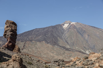 Fototapeta na wymiar View of the Teide volcano in the background in the Teide National Park, Tenerife Island