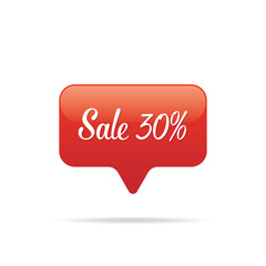 Vol.7 Sale sign set app notification 30 percent heading design for banner or poster. Sale and Discounts Concept. Vector illustration.
