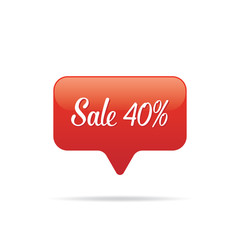 Vol.7 Sale sign set app notification 40 percent heading design for banner or poster. Sale and Discounts Concept. Vector illustration.