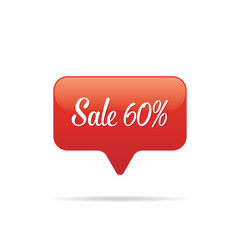 Vol.7 Sale sign set app notification 60 percent heading design for banner or poster. Sale and Discounts Concept. Vector illustration.