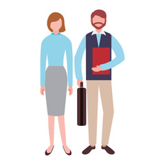 businessman and woman standing teamwork