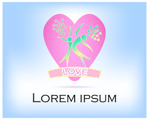 Vector logo and couples who are about to start a family.And as the icons and illustrations are bright and colorful and cheerful happy and use it as a background