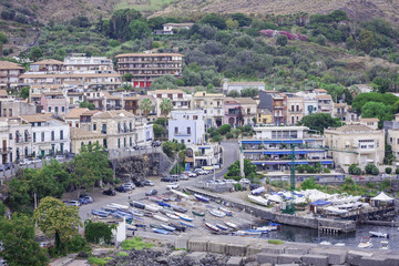 Obraz premium View of Acitrezza from the sea side of Acicastello, Catania, Sicily