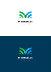 M Wireless logo template.