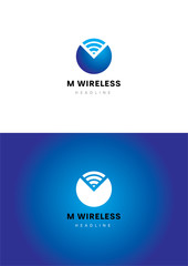 M Wireless logo template.