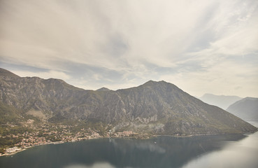 Fototapeta na wymiar View of the Bay of Kotor from the observation deck. Montenegro. Summer