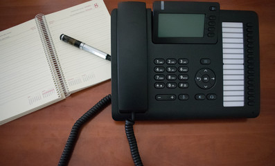 business desktop working with phone