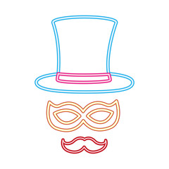 party hat mask mustache decoration neon night
