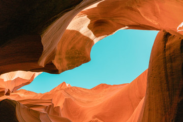 Obraz na płótnie Canvas View of Antelope Canyon and Sky