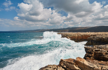 Storming sea and wide-spreading waves, Cyprus