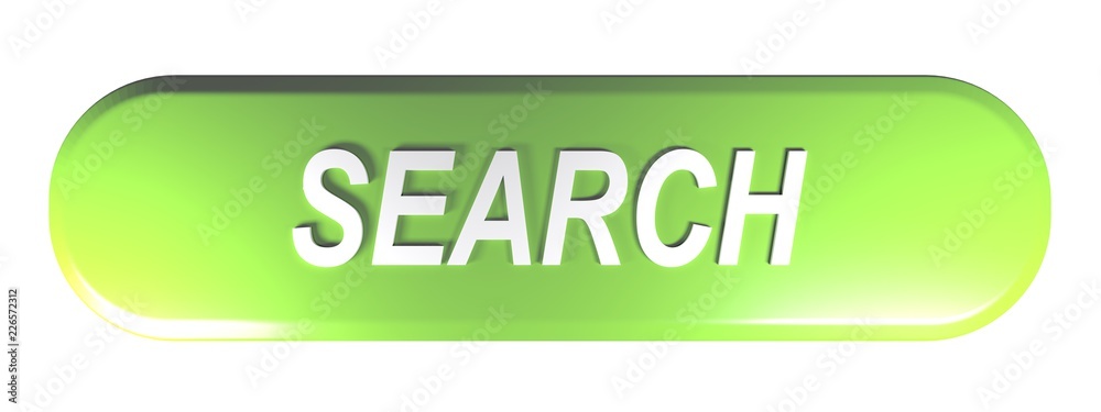 Poster green rounded rectangle push button search - 3d rendering