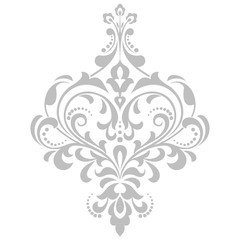 Damask graphic ornament. Floral design element. Grey vector pattern