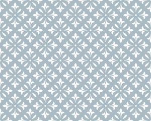 Flower geometric pattern. Seamless vector background. White and blue ornament. Ornament for fabric, wallpaper, packaging, Decorative print