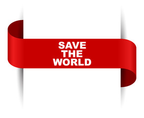 red vector banner save the world