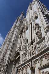detail of the facade of cathedral in milano italy