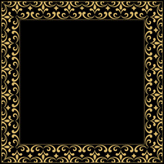 Decorative frame Elegant vector element for design in Eastern style, place for text. Floral golden border. Lace illustration for invitations and greeting cards.