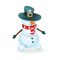 Cute Snowman with hat over its eyes vector illustration