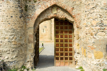 Fototapeta na wymiar Old gate, entrance to the old castle